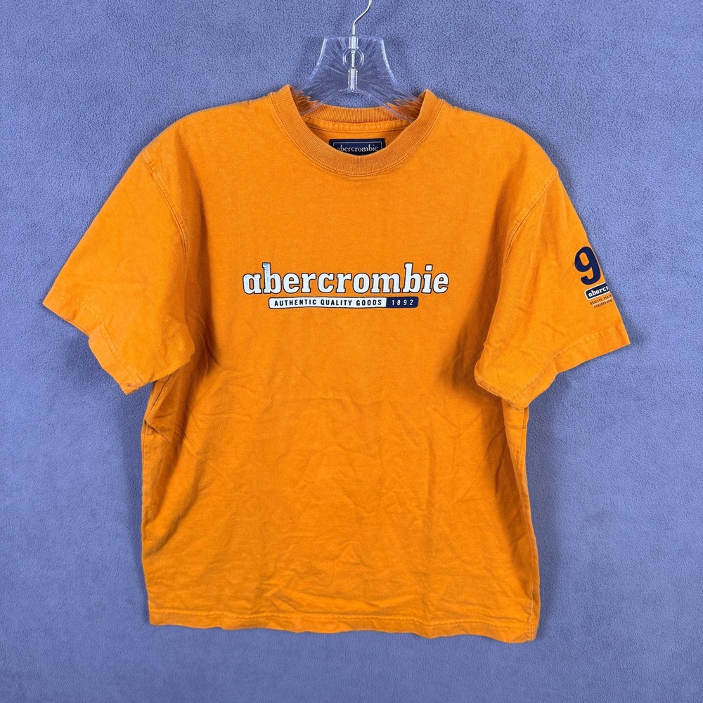 VTG Y2K Abercrombie T Shirt Mens L Orange Quality Goods 1892 Graphic Tee